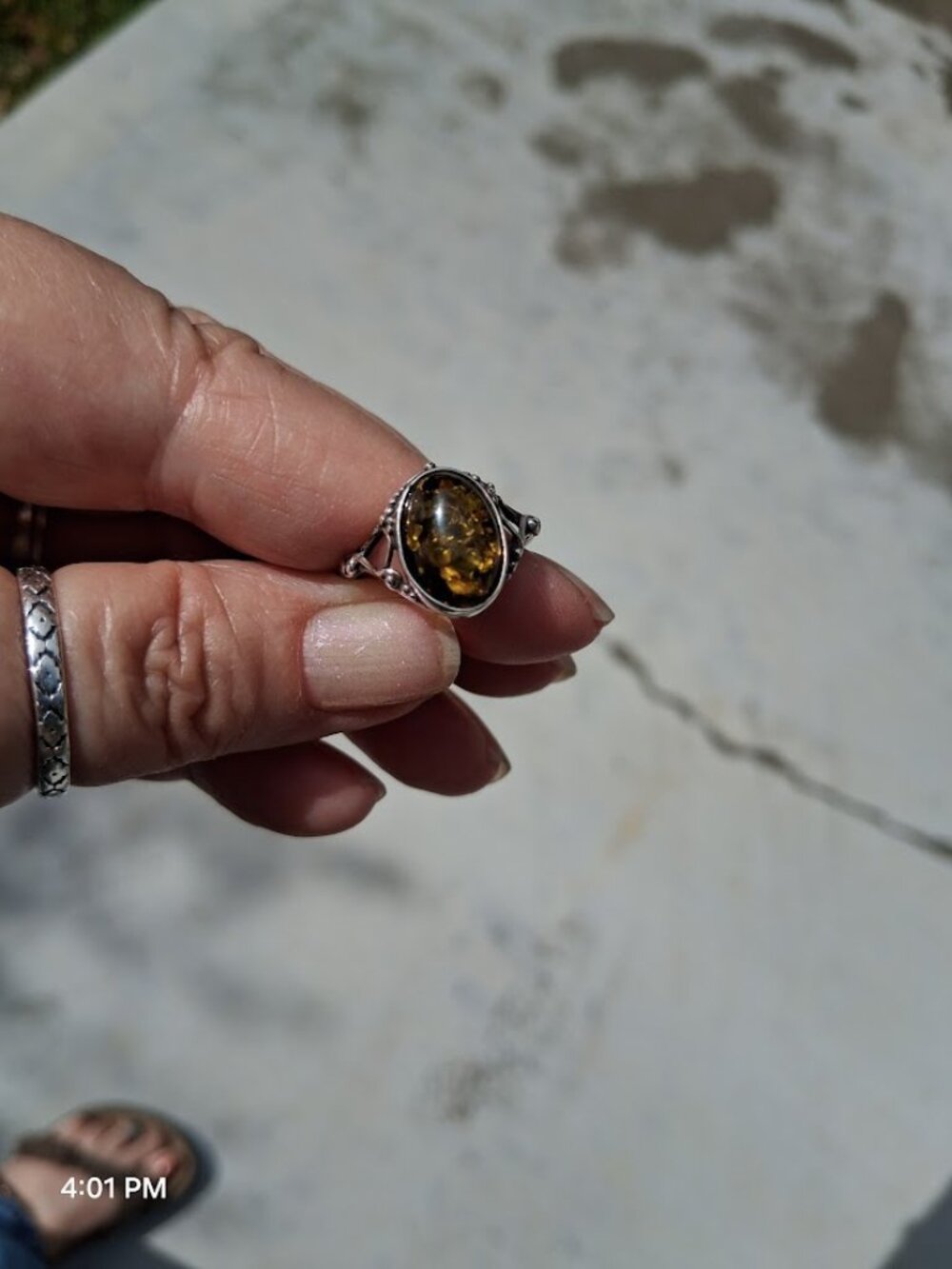 Vintage .925 Silver Baltic Amber Ring